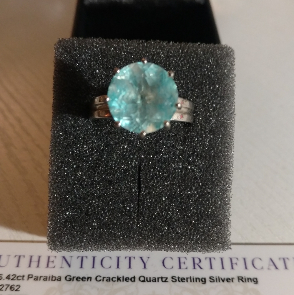 Paraiba Green Cracked Quartz ring